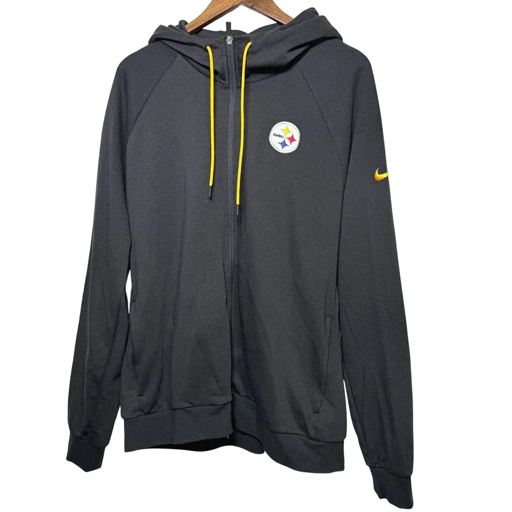 Nike Mens Pittsburgh Steelers Dri-FIT Full Zip Hoodie Black XL NFL Sweatshirt